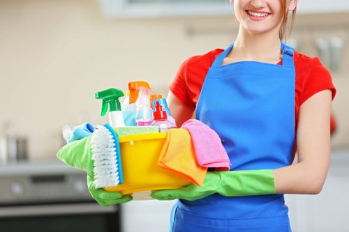 Professional cleaners in Kingston upon Thames servicing a modern home interior