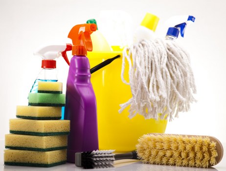 Technician performing sofa cleaning service on a living room couch